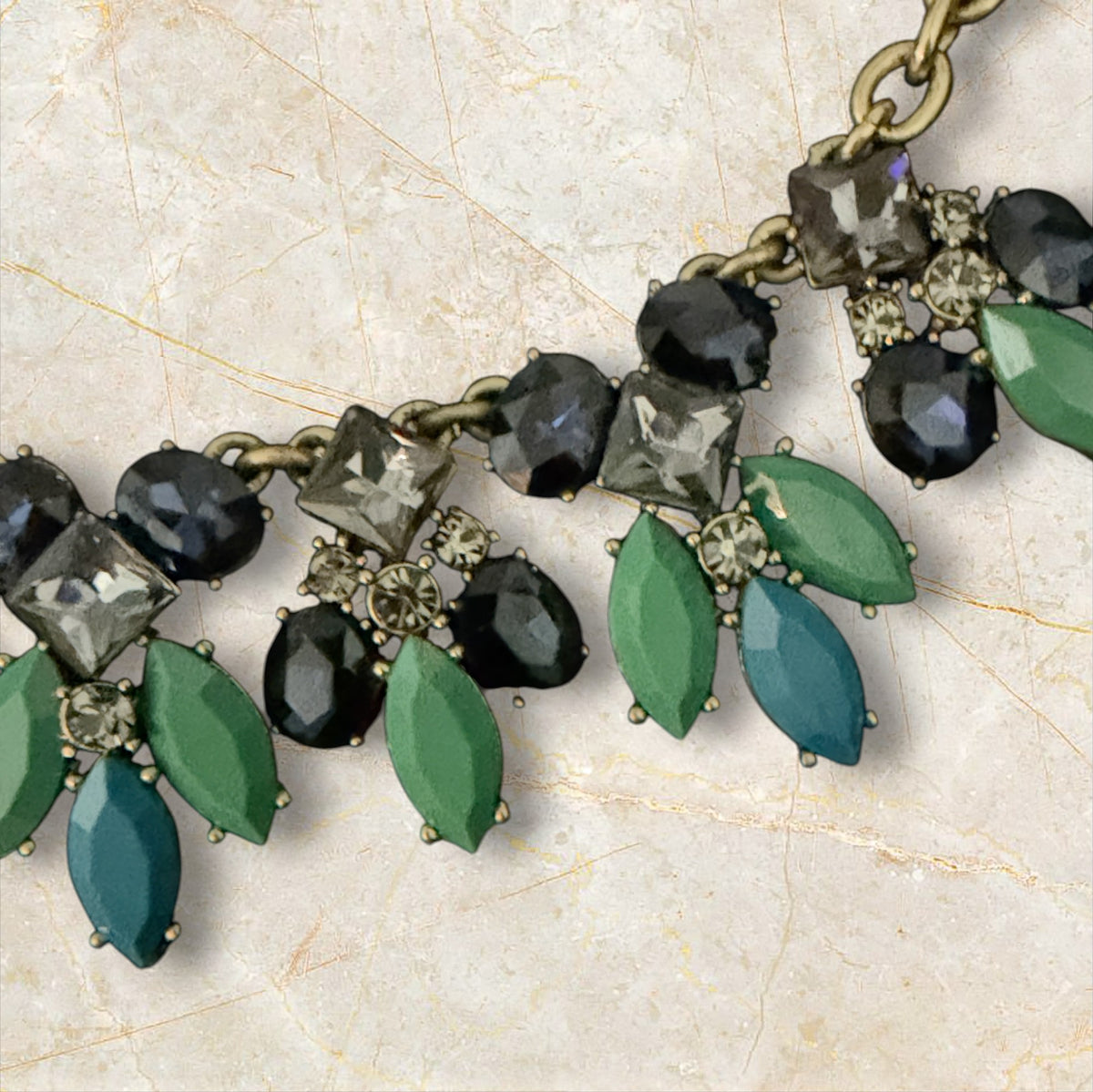 J Crew - Blue/Green Enamel with Rhinestone Necklace