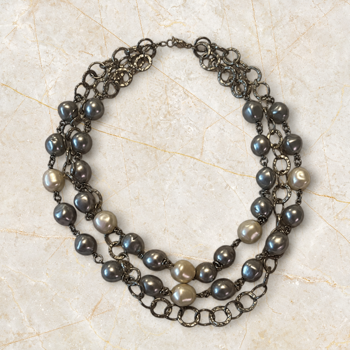 Loft - Faux Pearl Multi Strand Chokehold Necklace