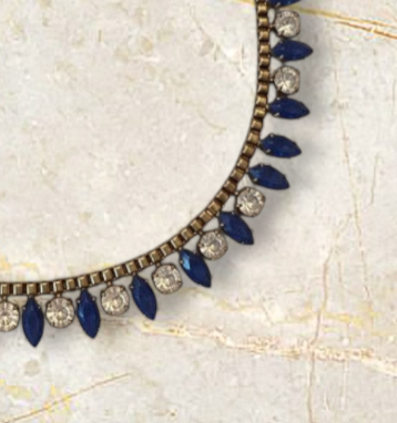 J Crew - Marquis Blue Stone and Rhinestone Necklace