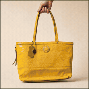 Coach  Signature Stitched Patent Leather Tote in Buttercup A1293-F19198