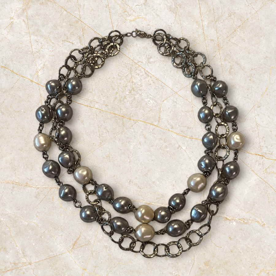 Loft - Faux Pearl Multi Strand Chokehold Necklace