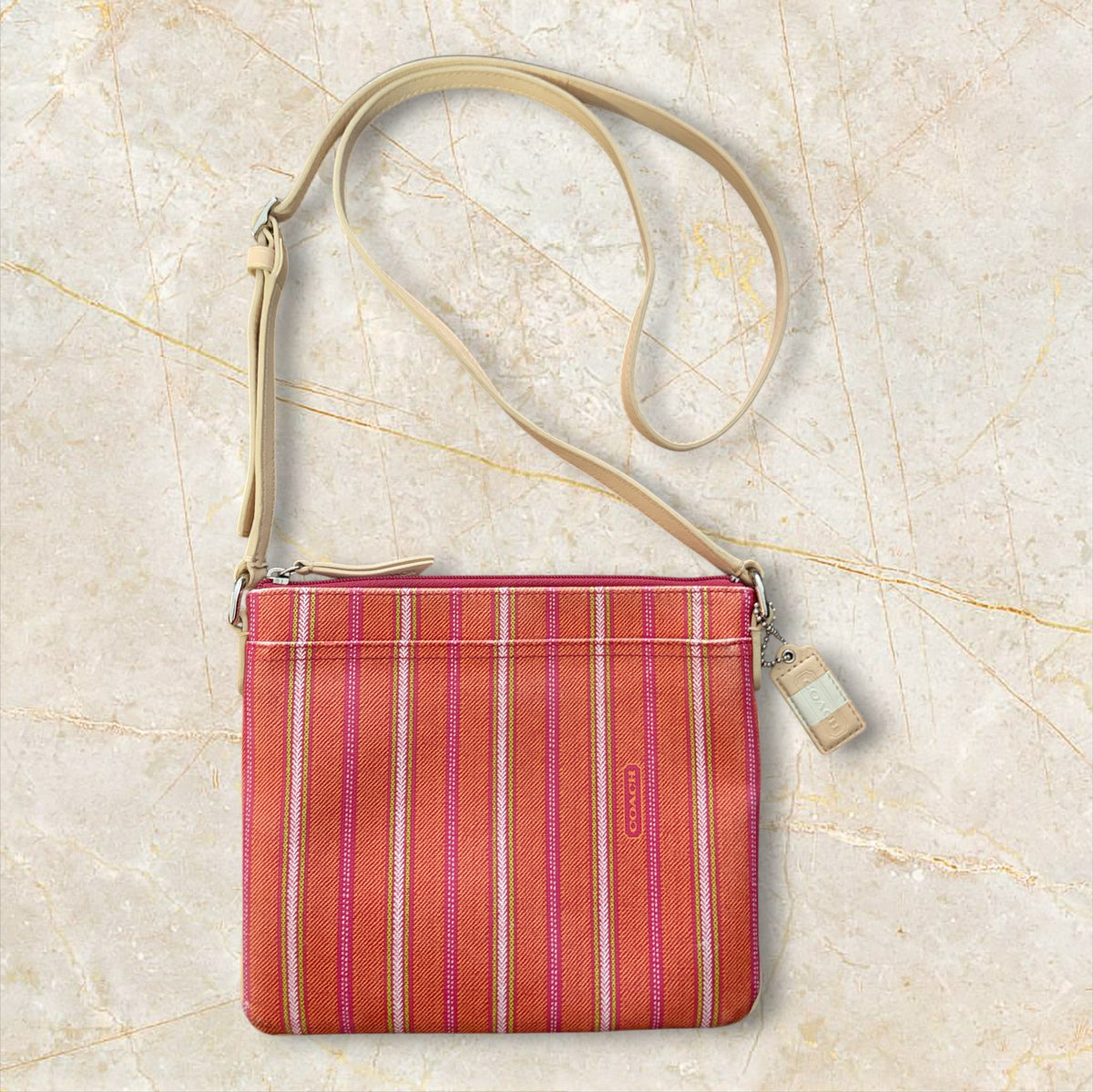 Coach Legacy Weekend Ticking Stripe Medium Swingpack Crossbody Bag (Style Number 49249)