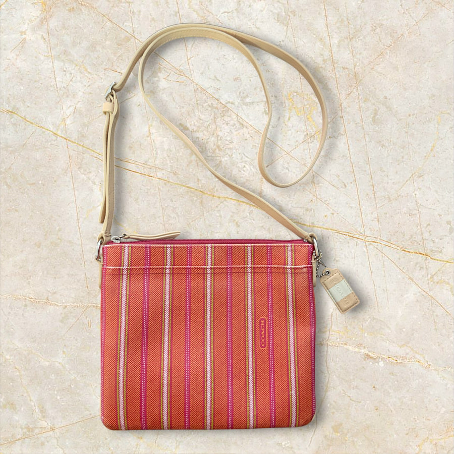 Coach Legacy Weekend Ticking Stripe Medium Swingpack Crossbody Bag (Style Number 49249)