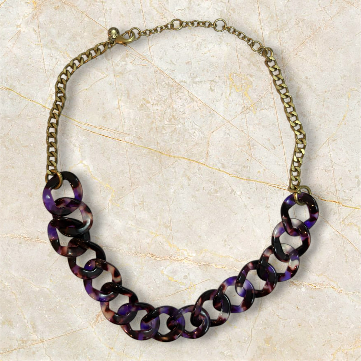 J Crew - Purple Acrylic Chain Necklace