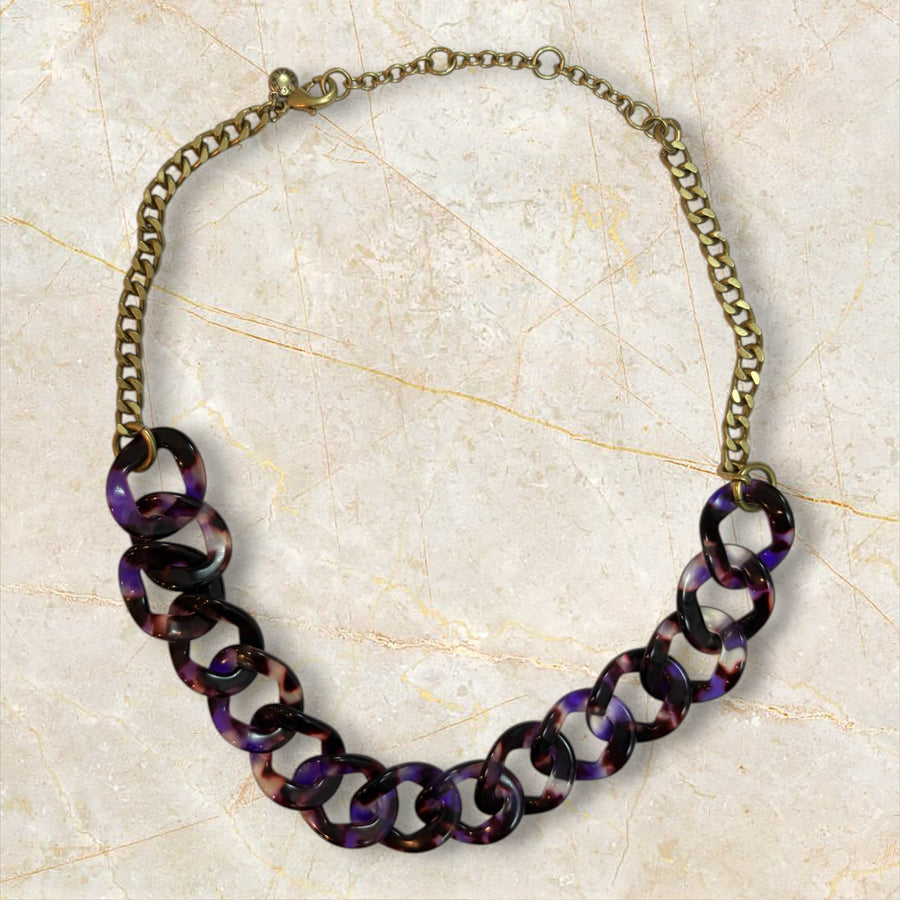 J Crew - Purple Acrylic Chain Necklace