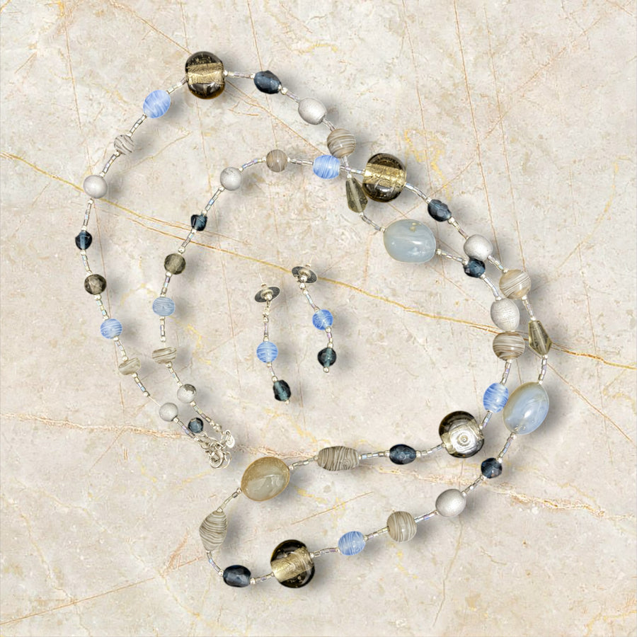 Blue Smoke After Midnight Necklace & Earring Set