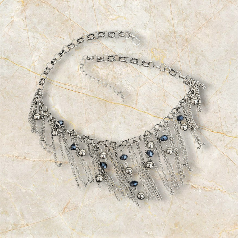 Blue Monday Chain Fringe Necklace